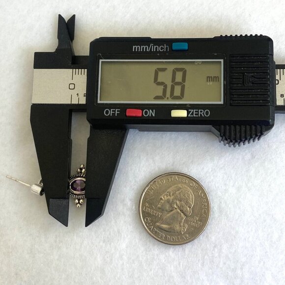 Sterling Silver 925 Oval Purple CZ & Marcasite Rope Accent Dangle Drop Earrings - Picture 12 of 16